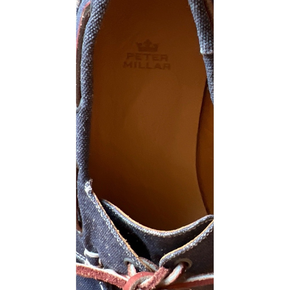 Peter Millar Seaside Washed Canvas Boat Shoes Mens Denim Blue MS17F01 Size 12 - Picture 4 of 10